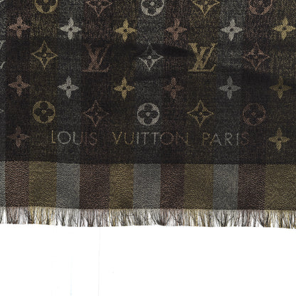 Louis Vuitton Silk Lurex Wool So Shine Monogram Shawl Black 2 of 4