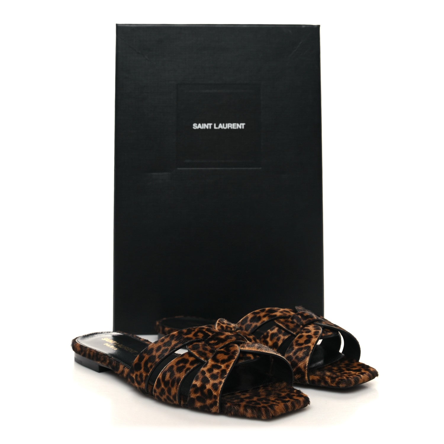 Saint Laurent Calf Hair Leopard Print Tribute 05 Slide Sandals 36 Manto Natural 9 of 9