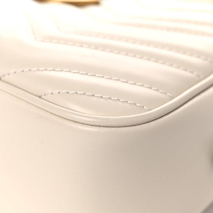 Gucci Calfskin Matelasse Small GG Marmont Chain Shoulder Bag White 11 of 15