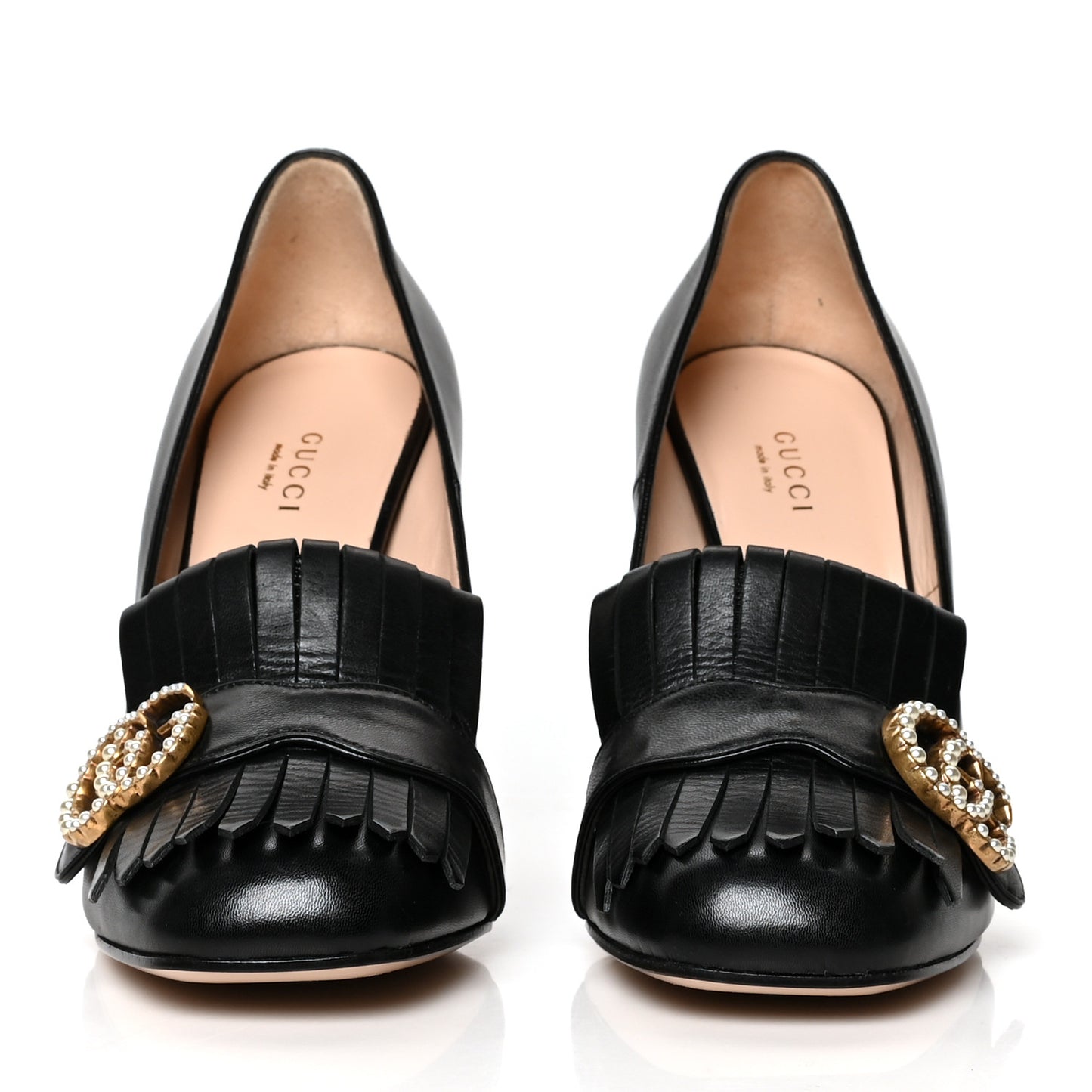 Malaga Kid Pearly GG Marmont Fringe 105mm Loafer Pumps 38.5 Black