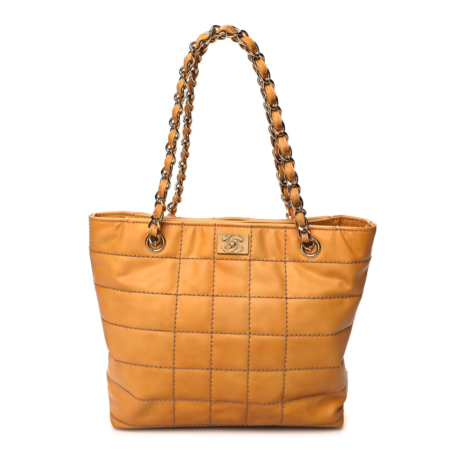 Lambskin Square Stitched Shoulder Bag Yellow