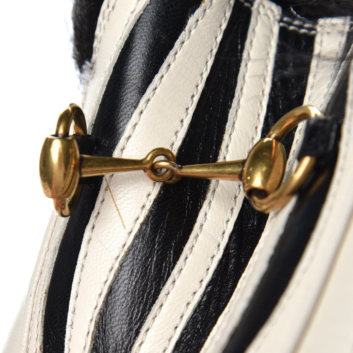 Malaga Kid Fur Zebra Inlay Womens Princetown Slippers 41 Mystic White Black