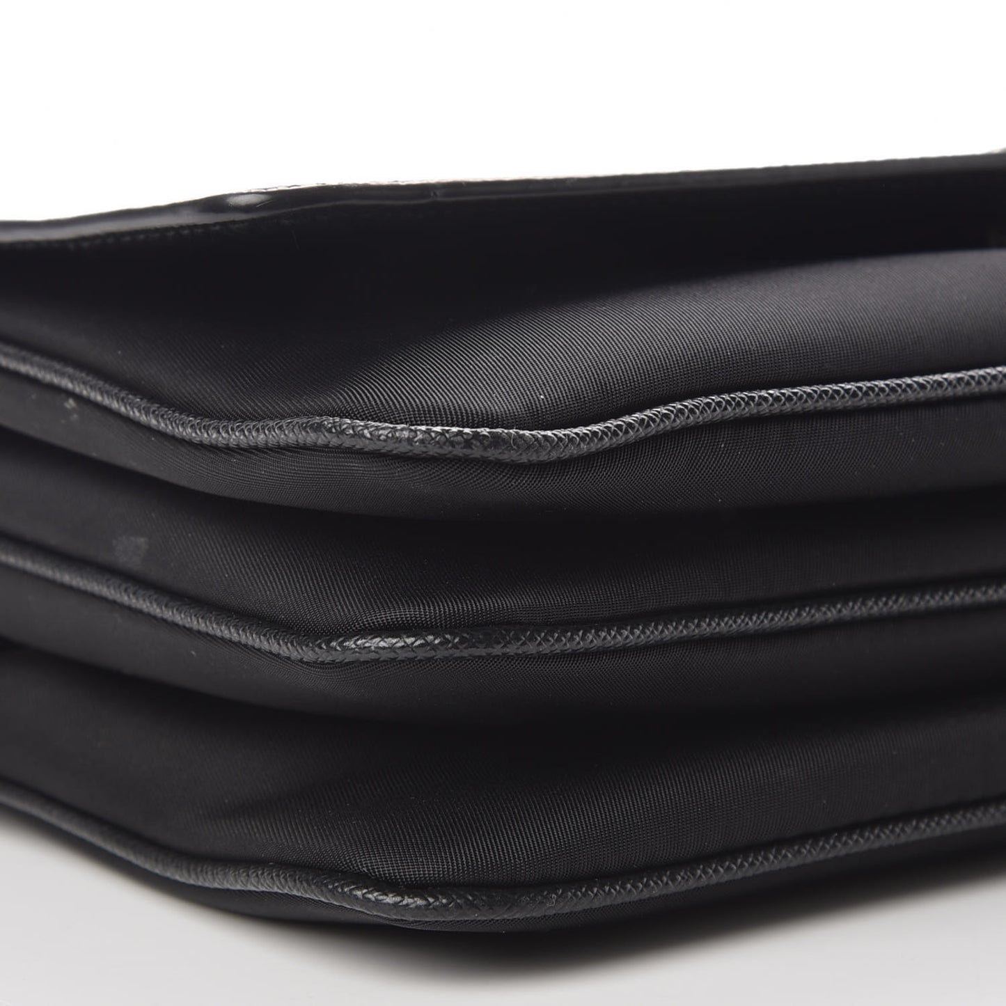 Saffiano Tessuto Nylon Chain Shoulder Bag Black