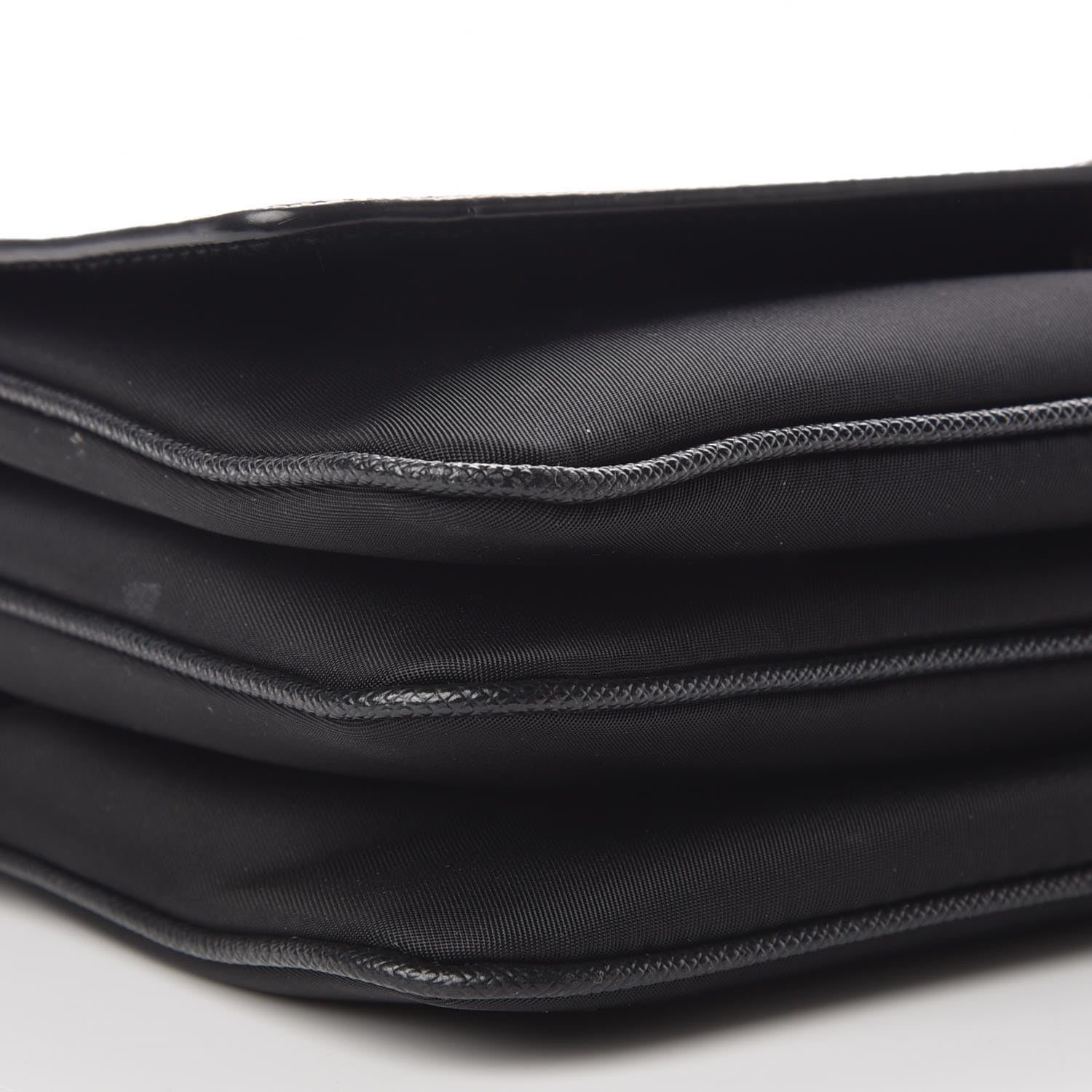 Prada Saffiano Tessuto Nylon Chain Shoulder Bag Black 5 of 9