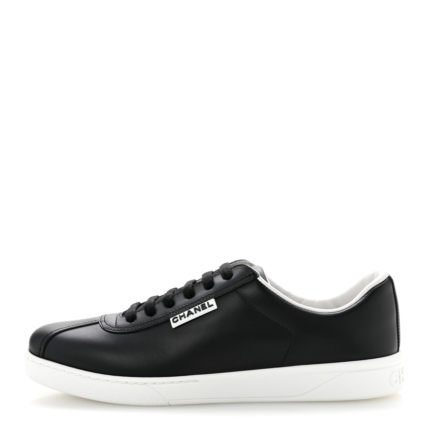 Chanel Calfskin CC Uniform Womens Sneakers 40 Black 1 of 9