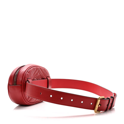 Gucci Calfskin Matelasse GG Marmont Belt Bag 75 30 Hibiscus Red 3 of 11