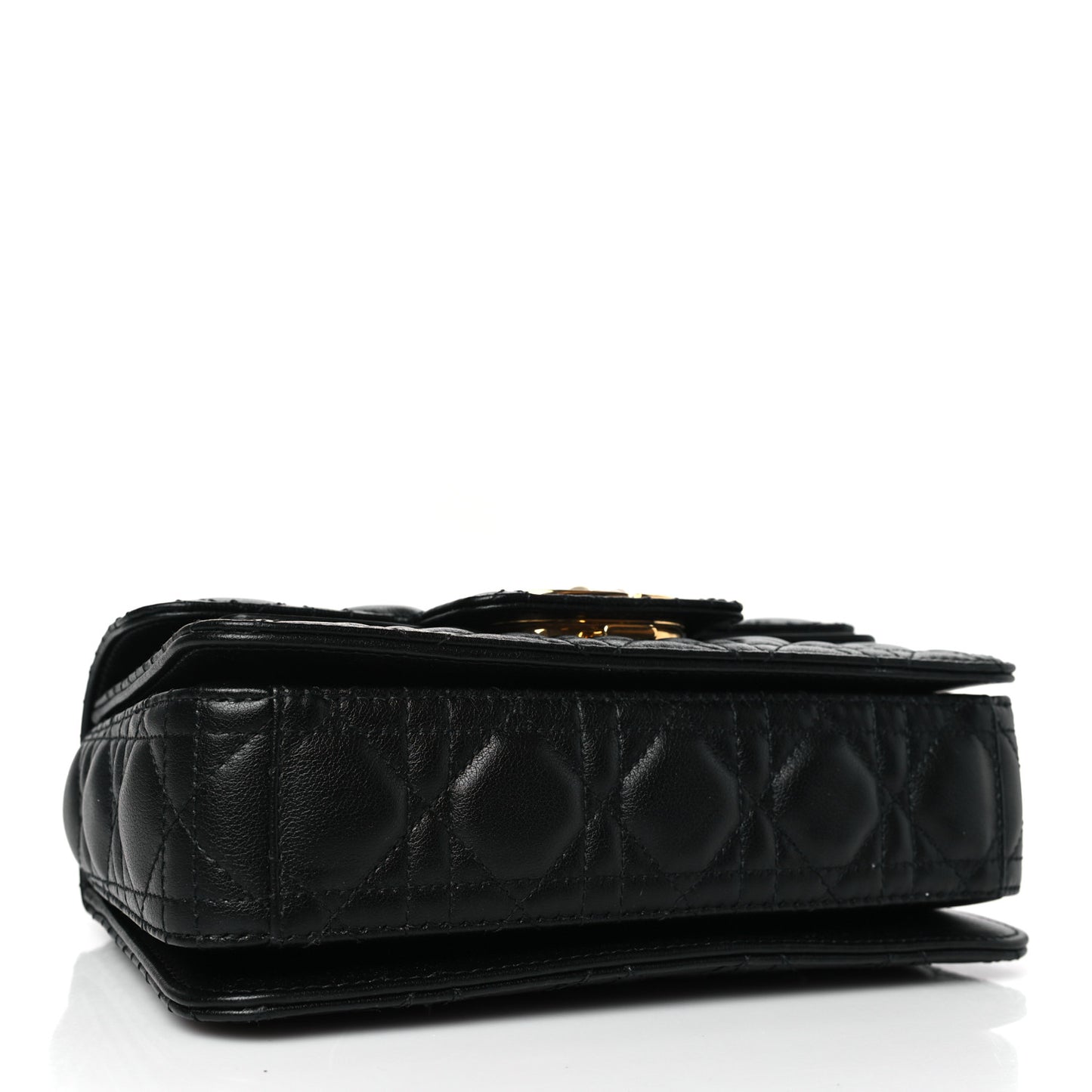 Calfskin Cannage Small Dior Jolie Top Handle Black
