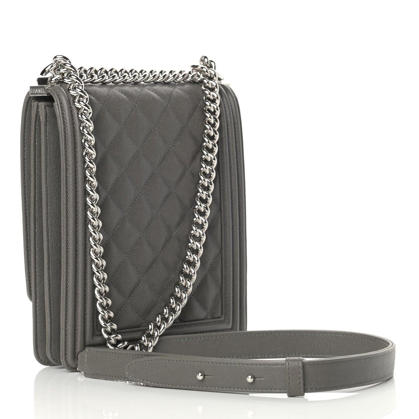 Caviar Quilted North South Boy Flap Grey
