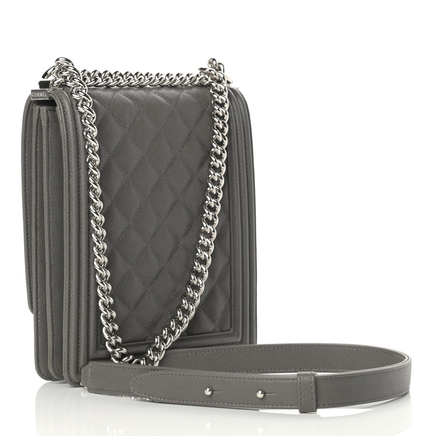 Chanel Caviar Quilted North South Boy Flap Grey 3 of 9