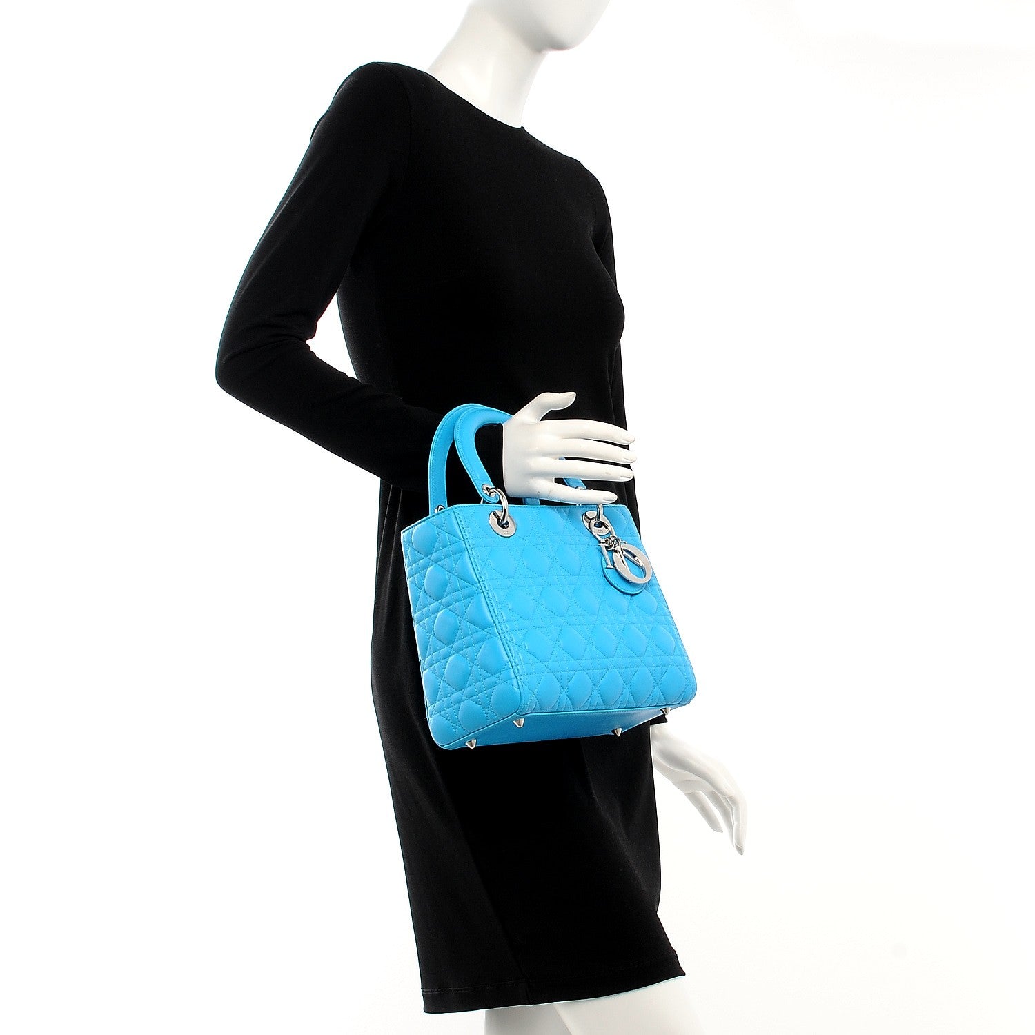 Christian Dior Lambskin Cannage Medium Lady Dior Blue 3 of 13