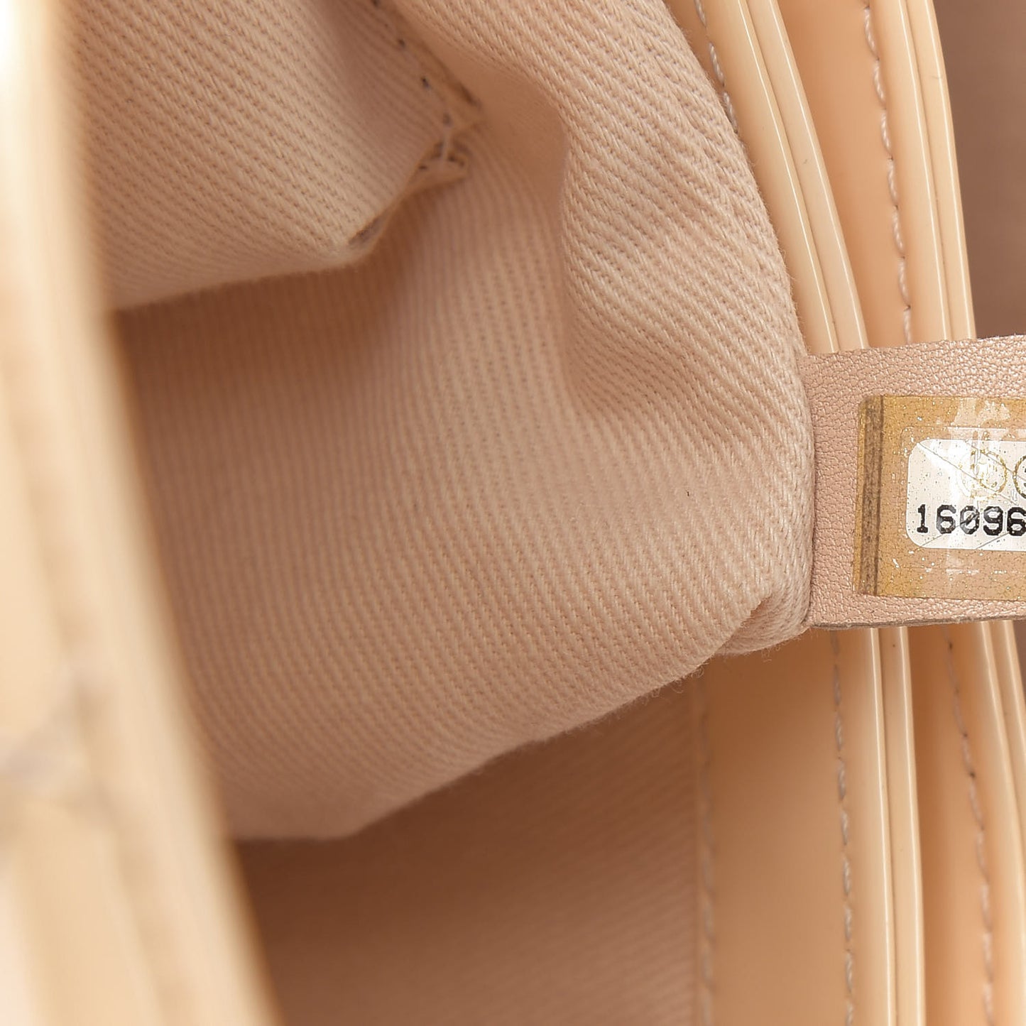 Patent Quilted Large Just Mademoiselle Bowling Bag Beige