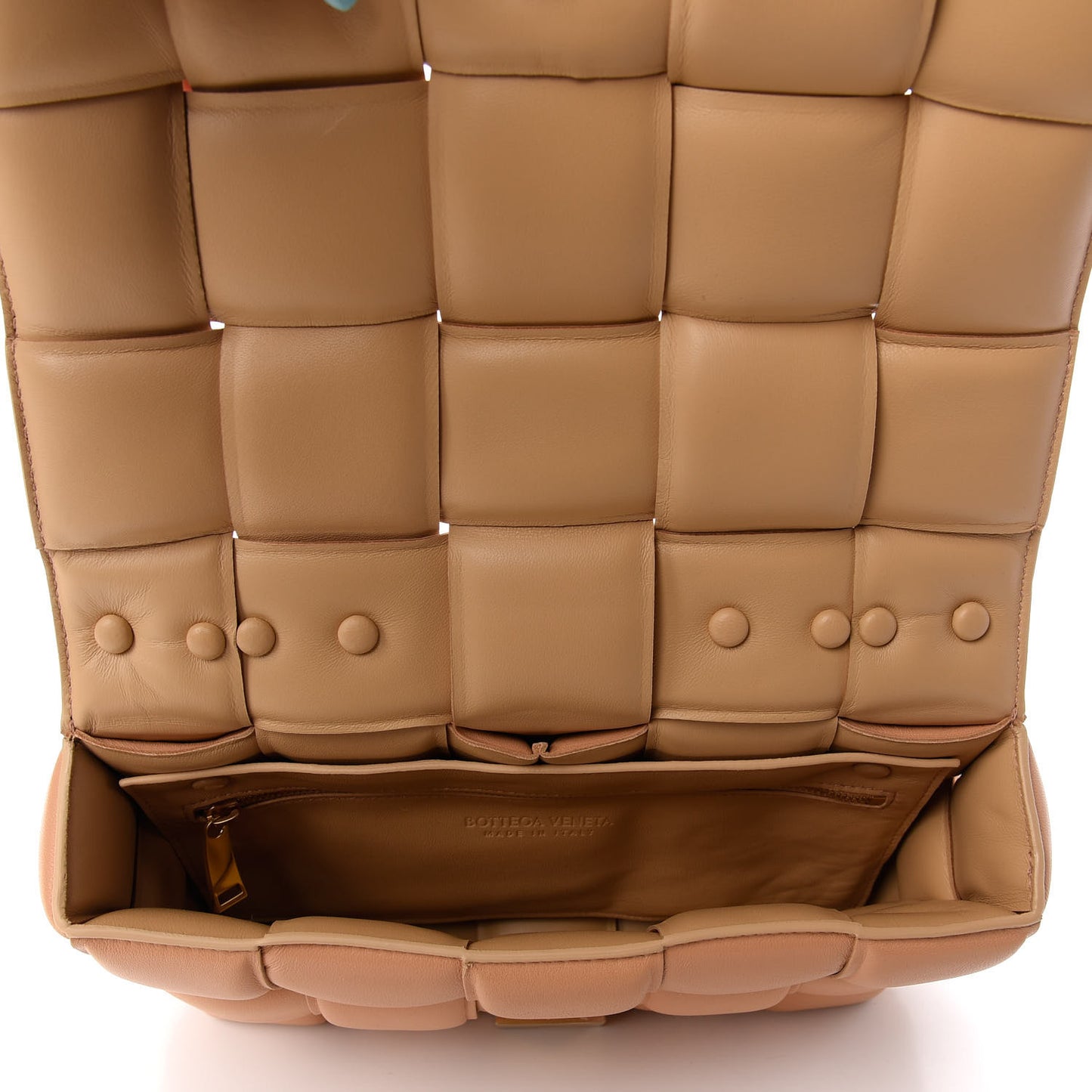Lambskin Maxi Intreccio Padded Chain Cassette Crossbody Bag Almond