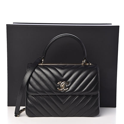 Chanel Lambskin Chevron Quilted Small Trendy CC Dual Handle Flap Bag Black 11 of 11