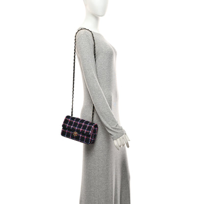 Chanel Tweed Quilted Mini Rectangular Flap Navy Red Blue White 2 of 10