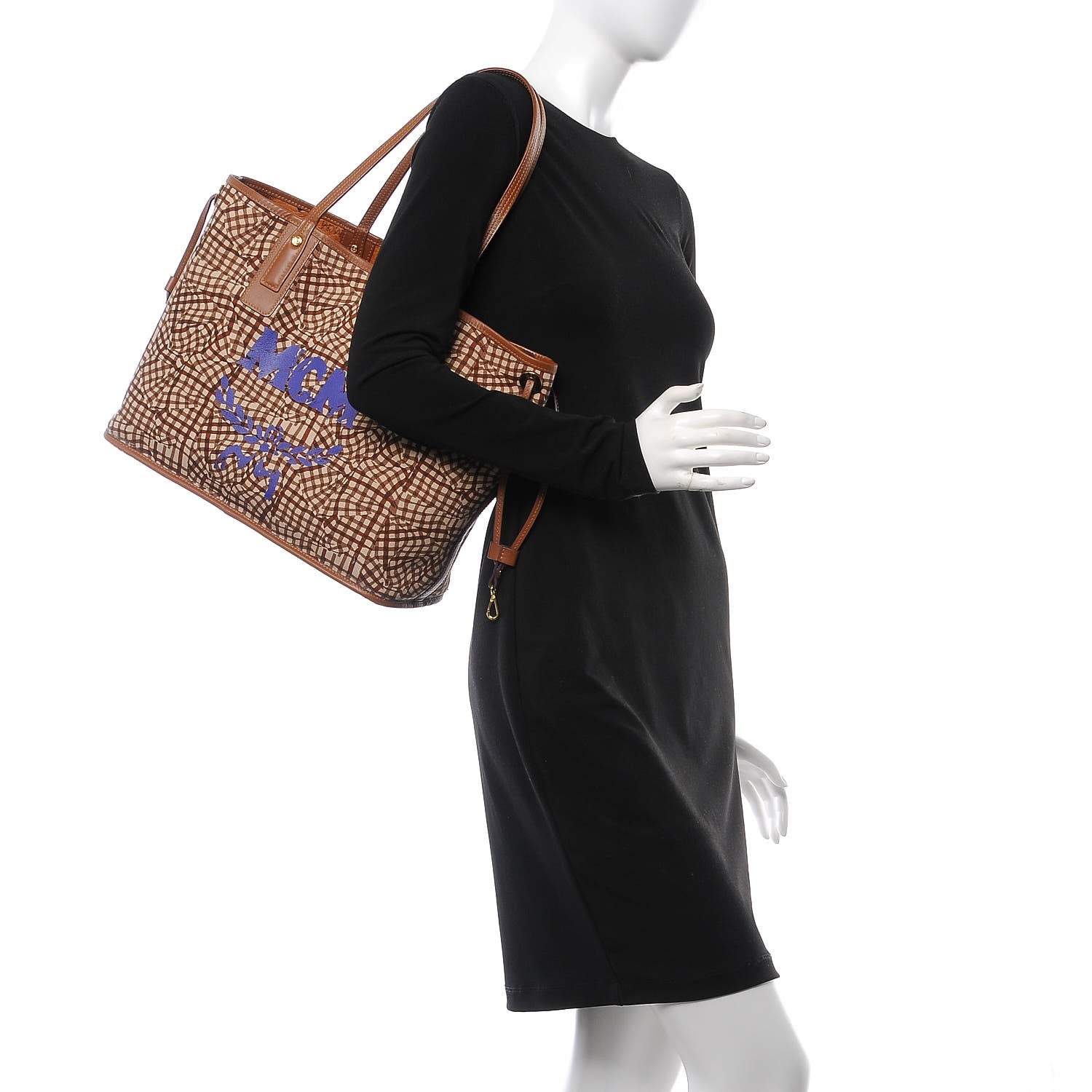 MCM Visetos Medium Liz Reversible Shopper Tote Cognac 2 of 15