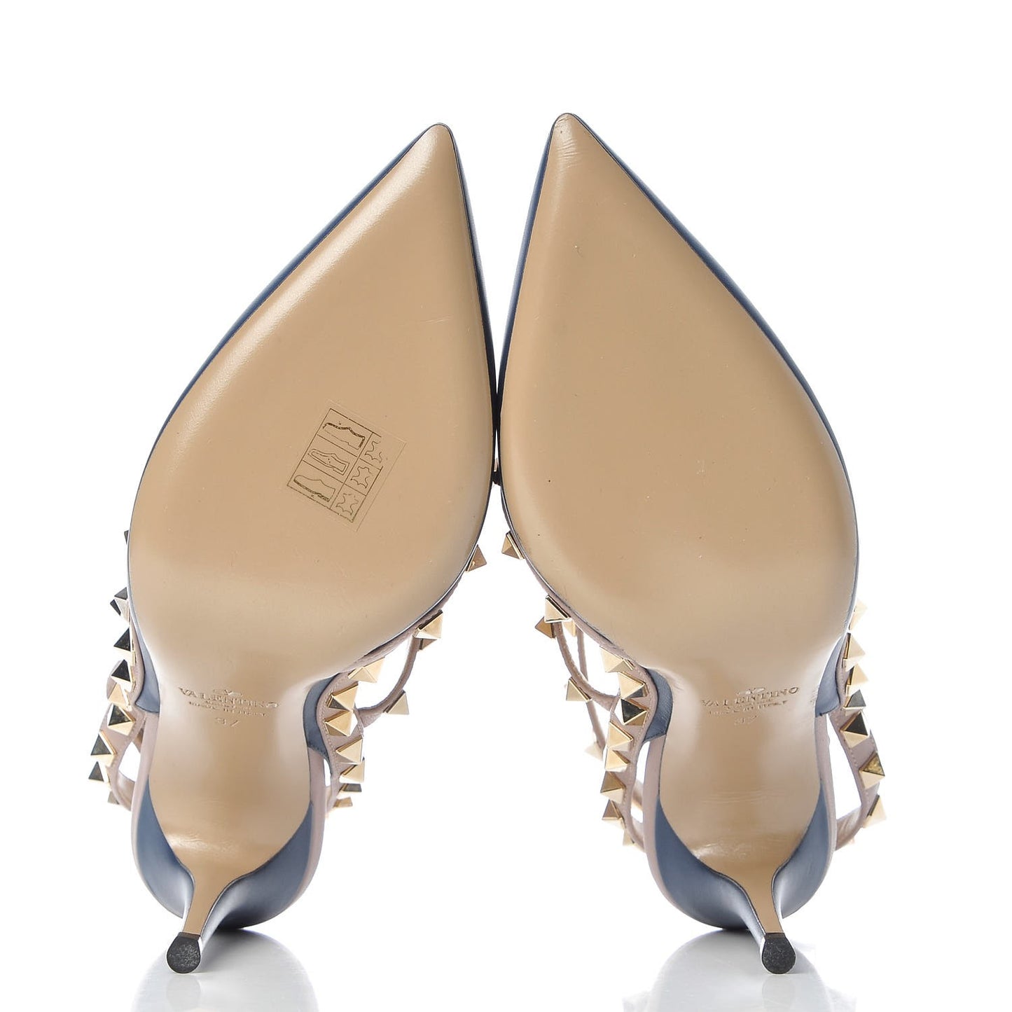 Nappa Rockstud Ankle Strap Pumps 37 Dark Blue Poudre