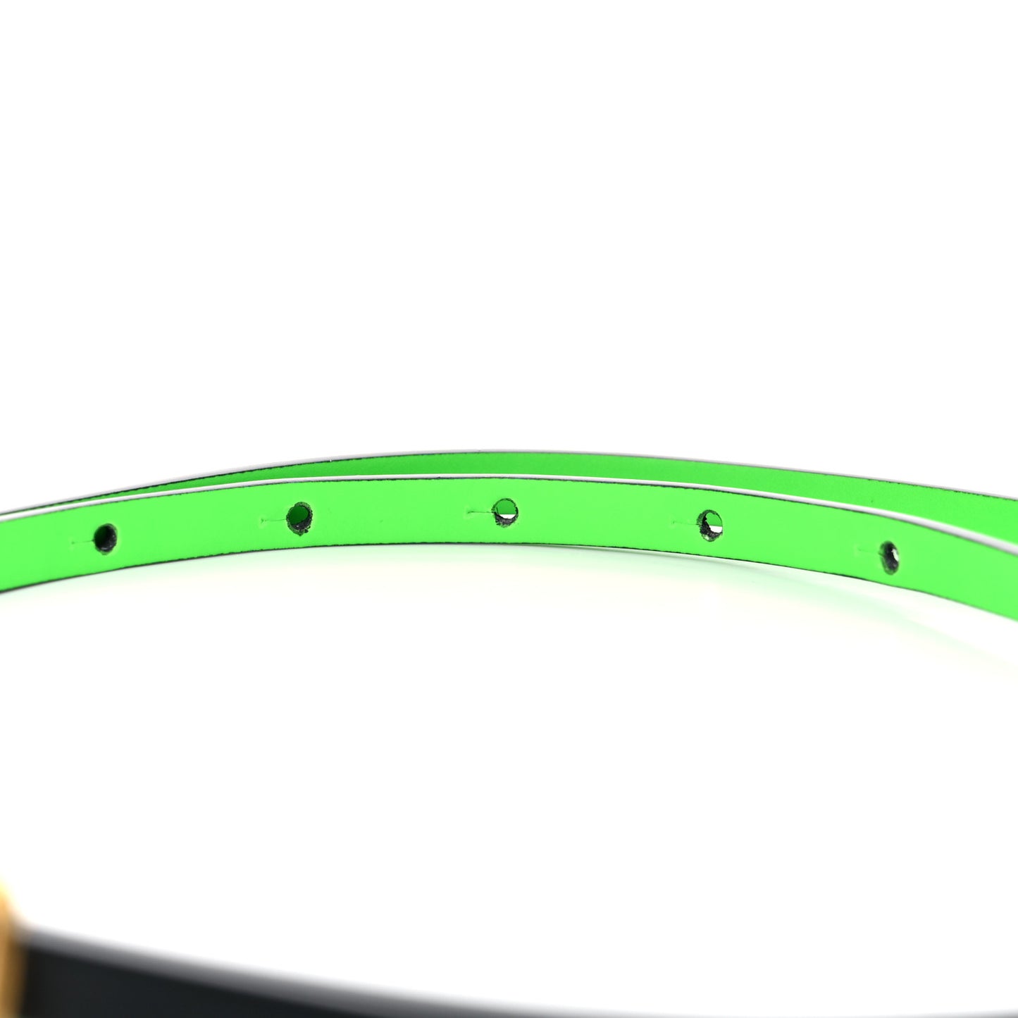 Glossy Calfskin VLogo Reversible Belt 75 30 Black Fluo Green