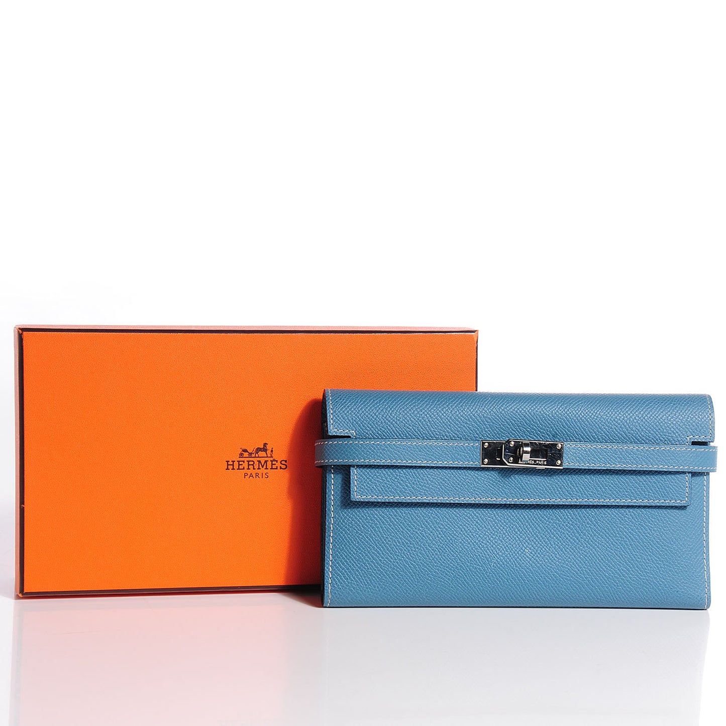 Epsom Kelly Tri-Fold Wallet Blue Jean
