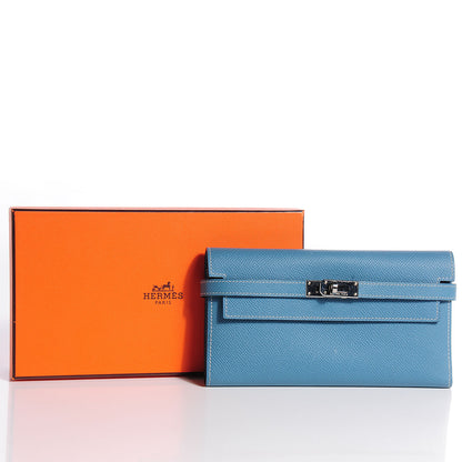 Hermes Epsom Kelly Tri-Fold Wallet Blue Jean 5 of 9