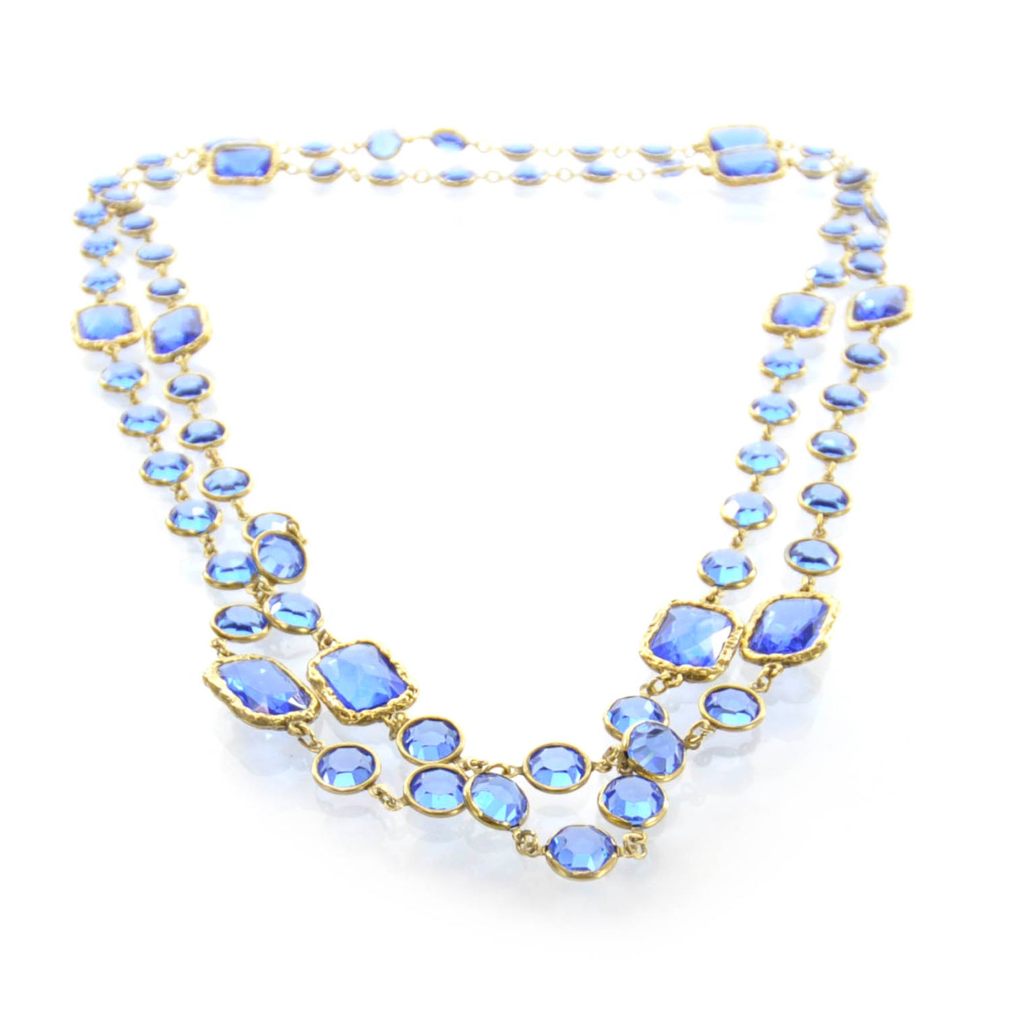 Crystal Sautoir Necklace Sapphire Blue