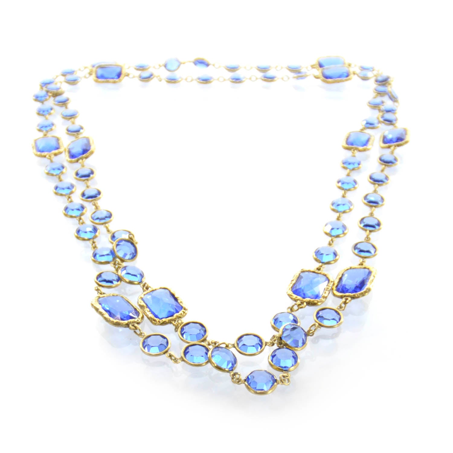 Chanel Crystal Sautoir Necklace Sapphire Blue 1 of 3
