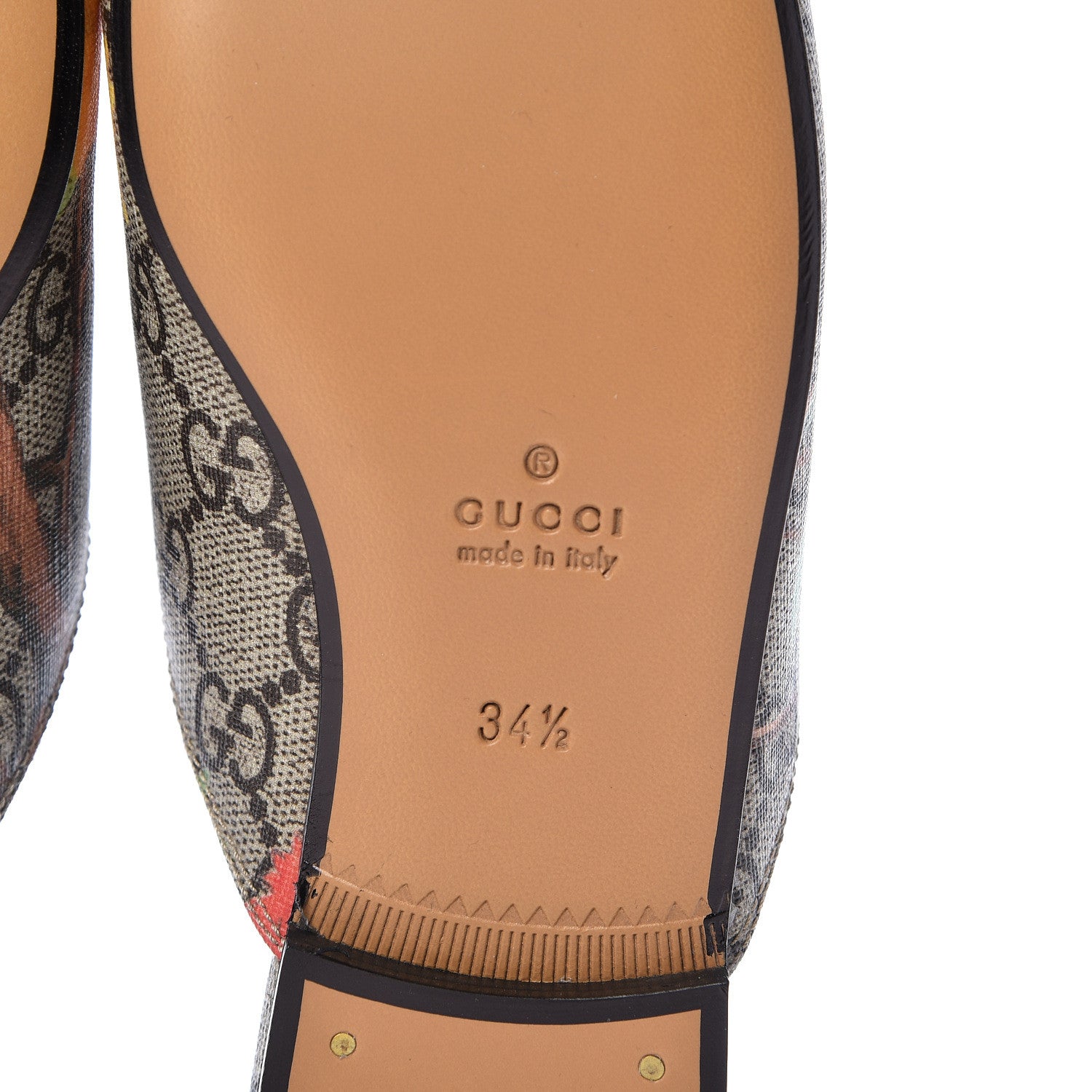 Gucci GG Supreme Monogram Tian Womens Princetown Slippers 34.5 Beige Ebony Multicolor 7 of 10