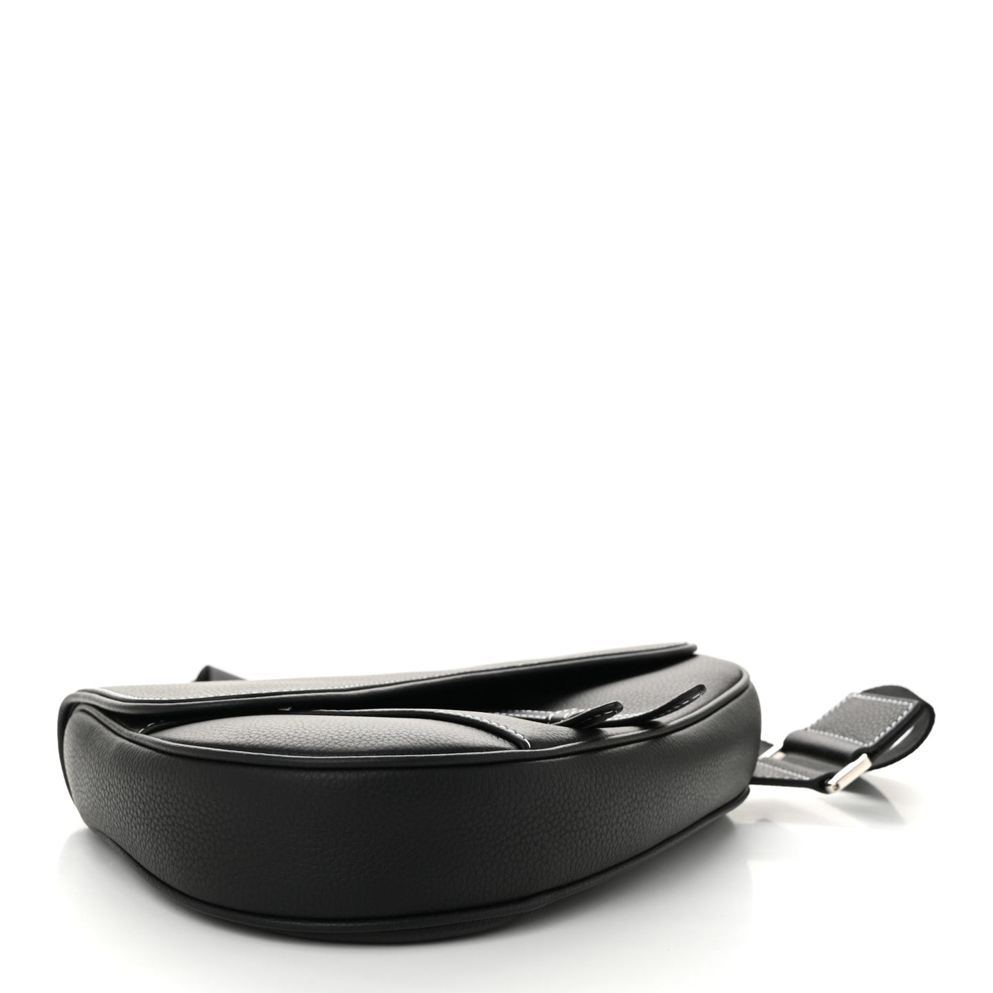 Grained Calfskin Mens Saddle Bag Black