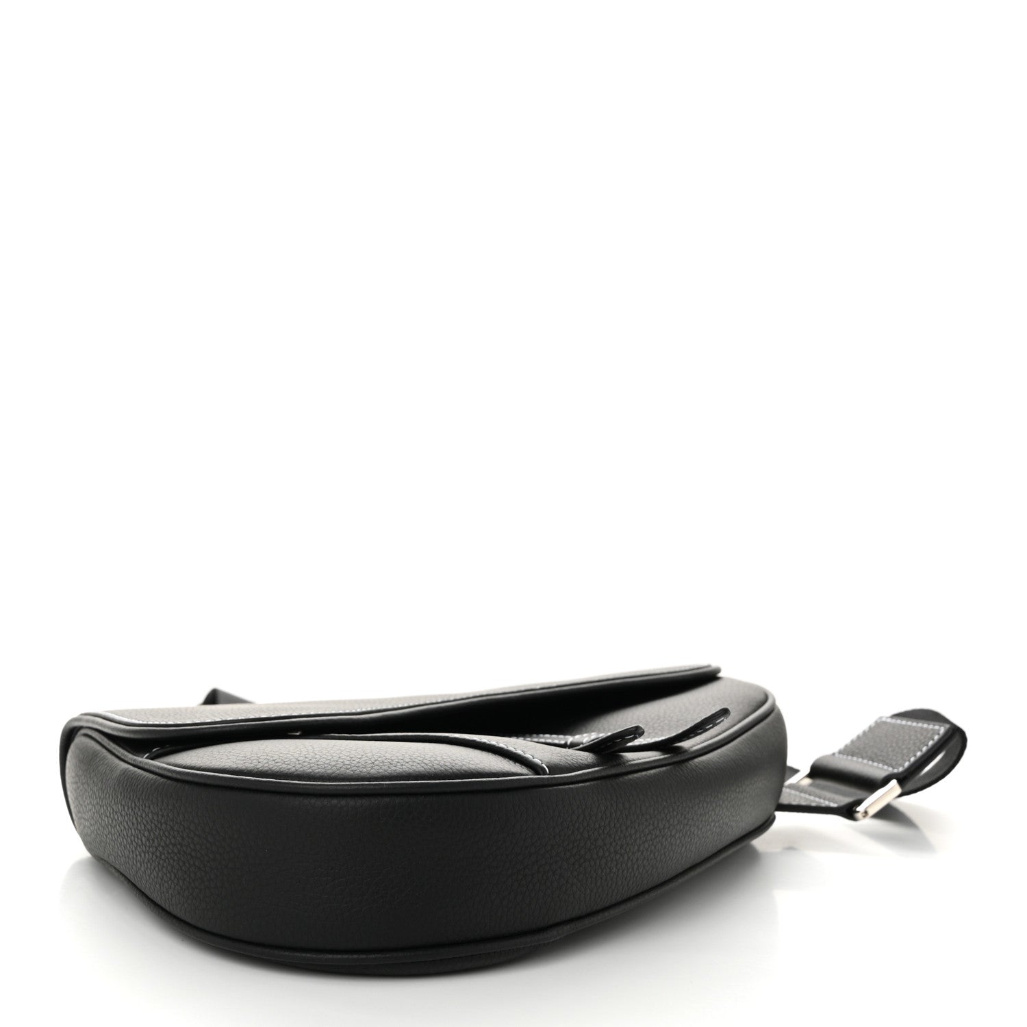 Christian Dior Grained Calfskin Mens Saddle Bag Black 4 of 11