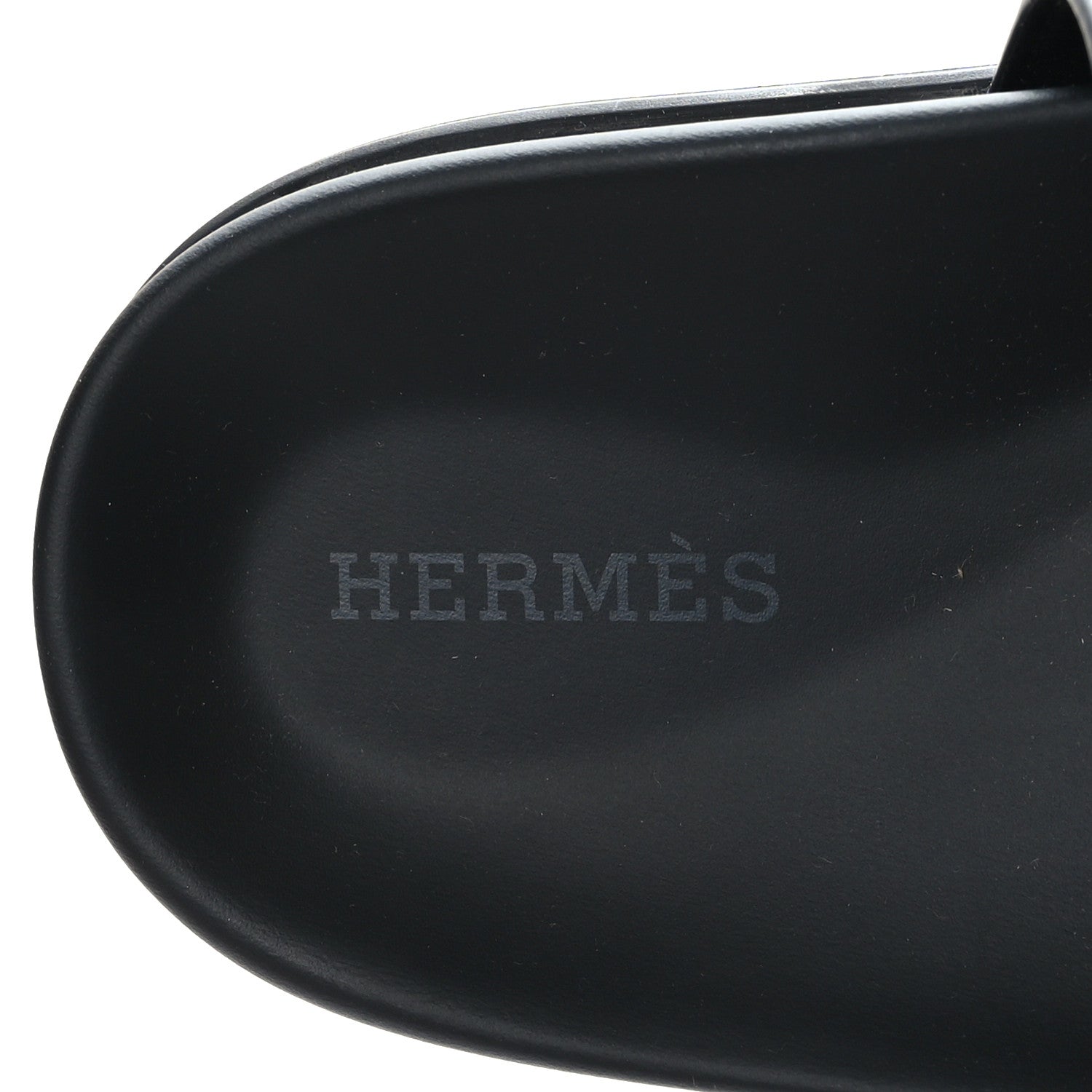 Hermes Calfskin Womens Chypre Sandals 37.5 Black 7 of 9