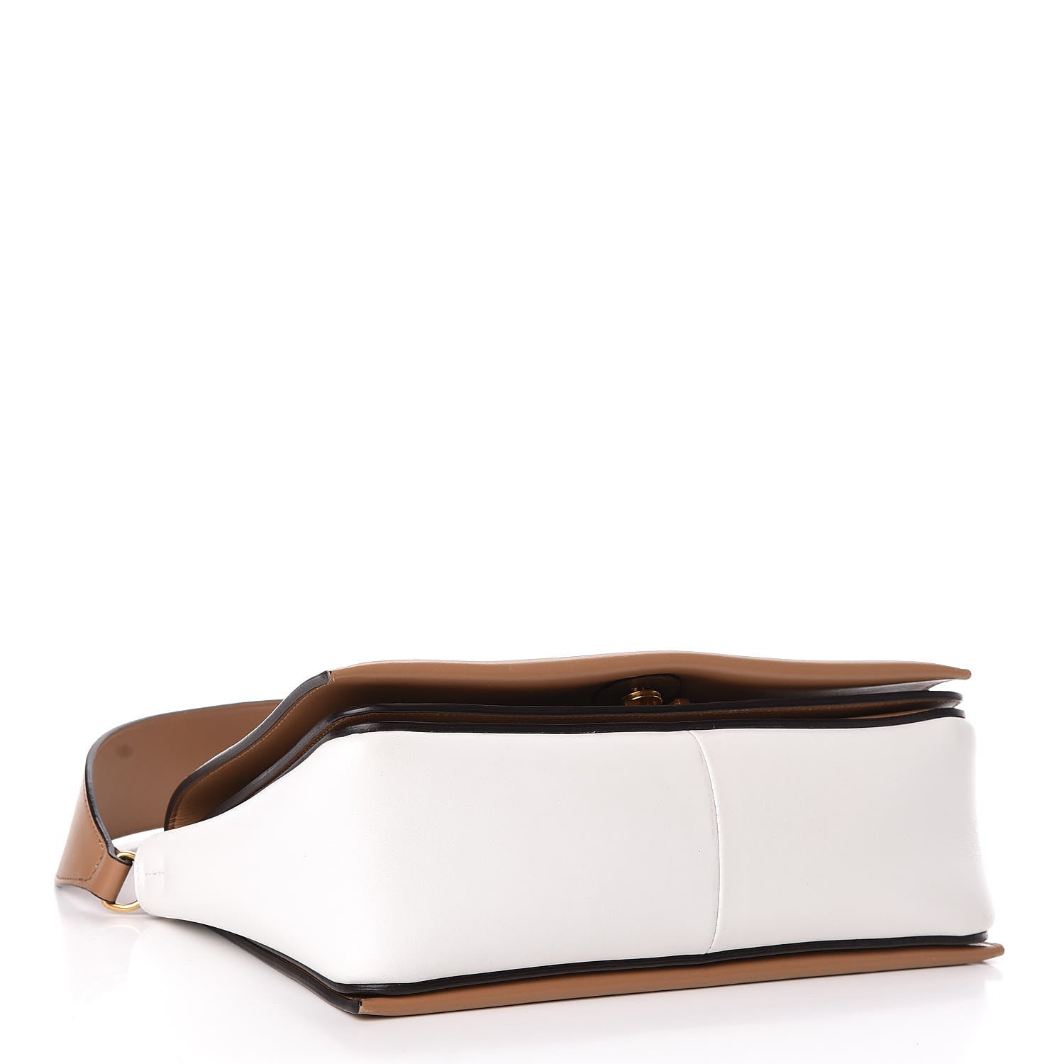Celine Shiny Smooth Calfskin Medium Frame Shoulder Bag Tan Optic White 4 of 11