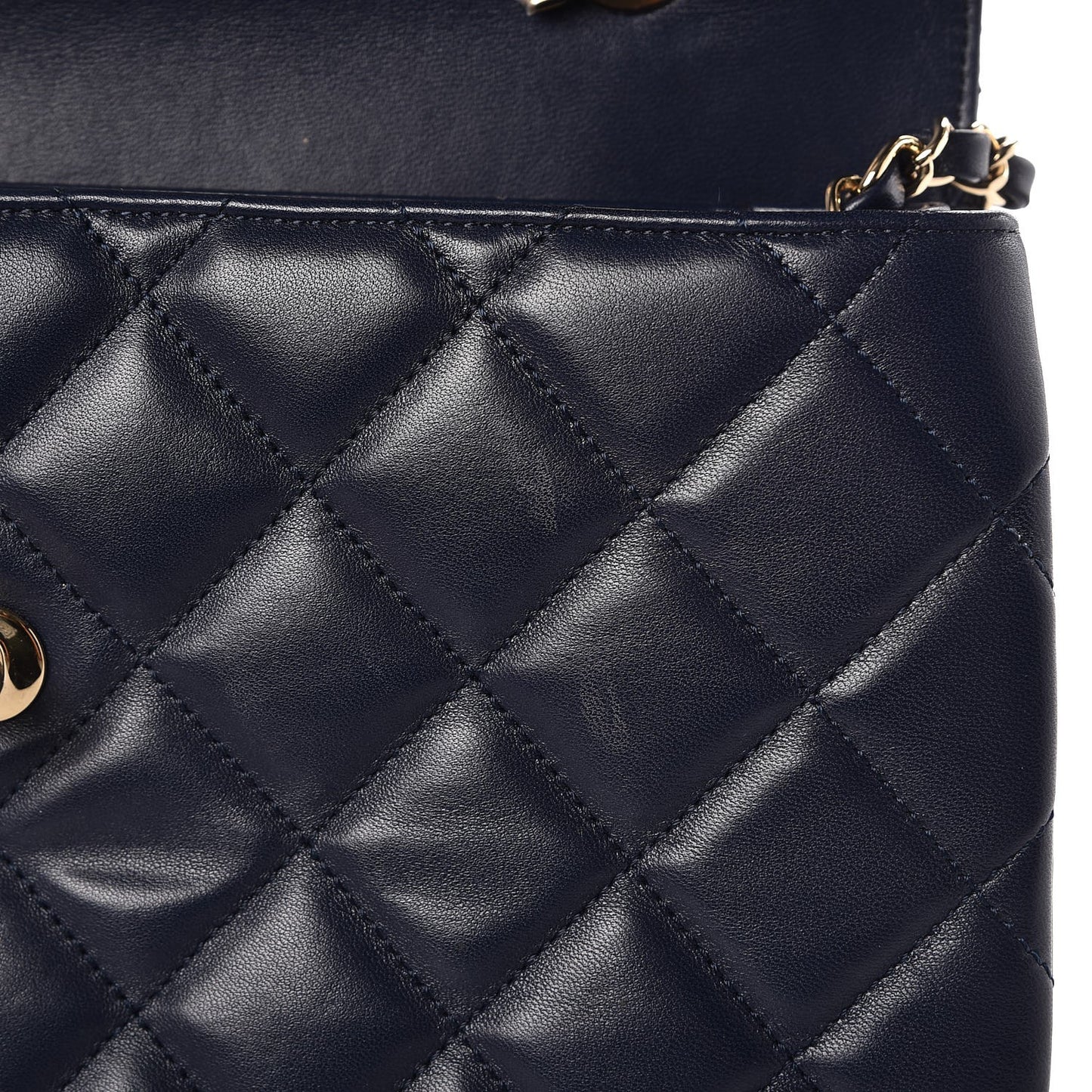 Lambskin Quilted Medium Trendy CC Flap Dual Handle Bag Navy Blue