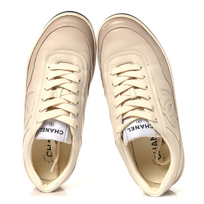 Chanel Printed Calfskin Womens CC Logo Sneakers 38 Beige 2 of 9