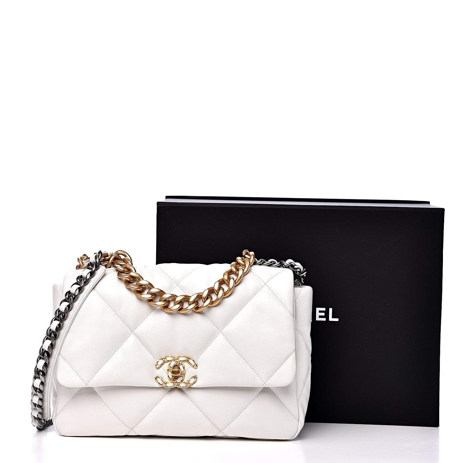 Chanel Goatskin Quilted Large 19 Flap White 9 of 9