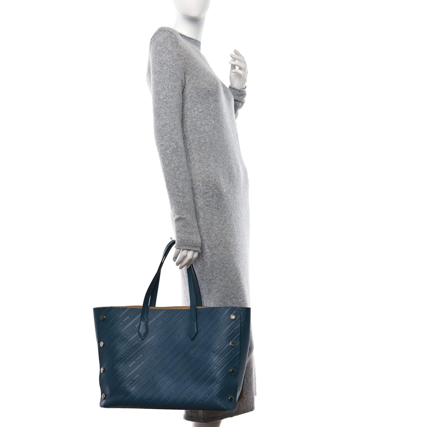 Calfskin Chain Embossed Medium Bond Shopper Tote Black