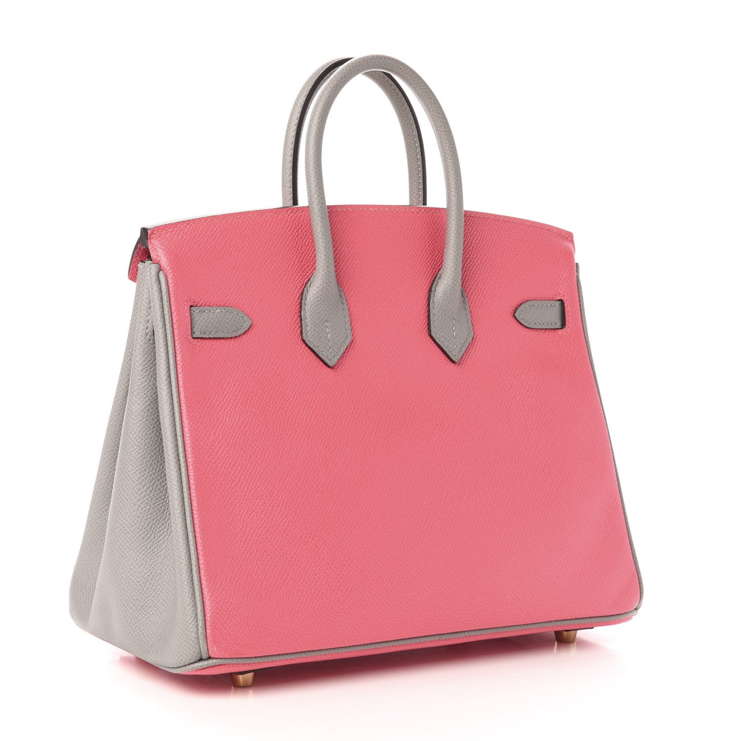 Epsom Horseshoe Birkin 25 Rose Azalee Gris Mouette