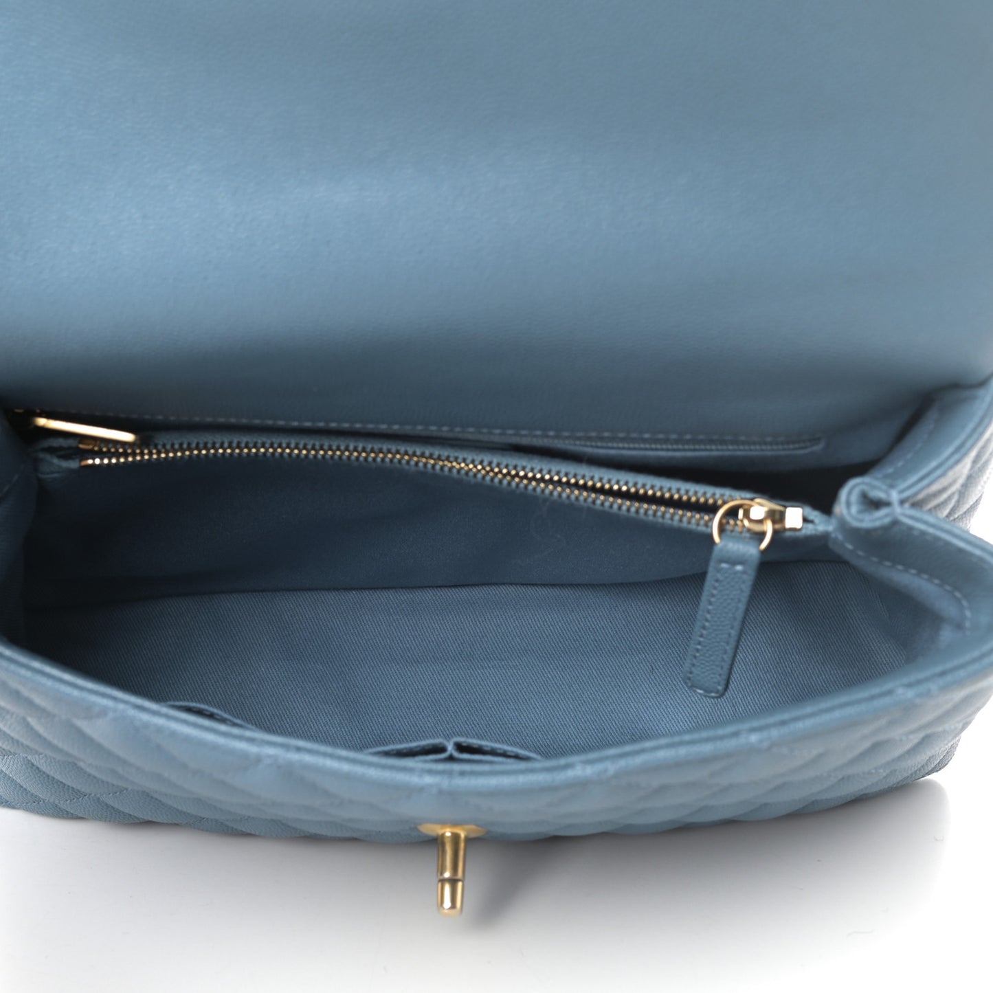 Caviar Quilted Small Coco Handle Flap Blue