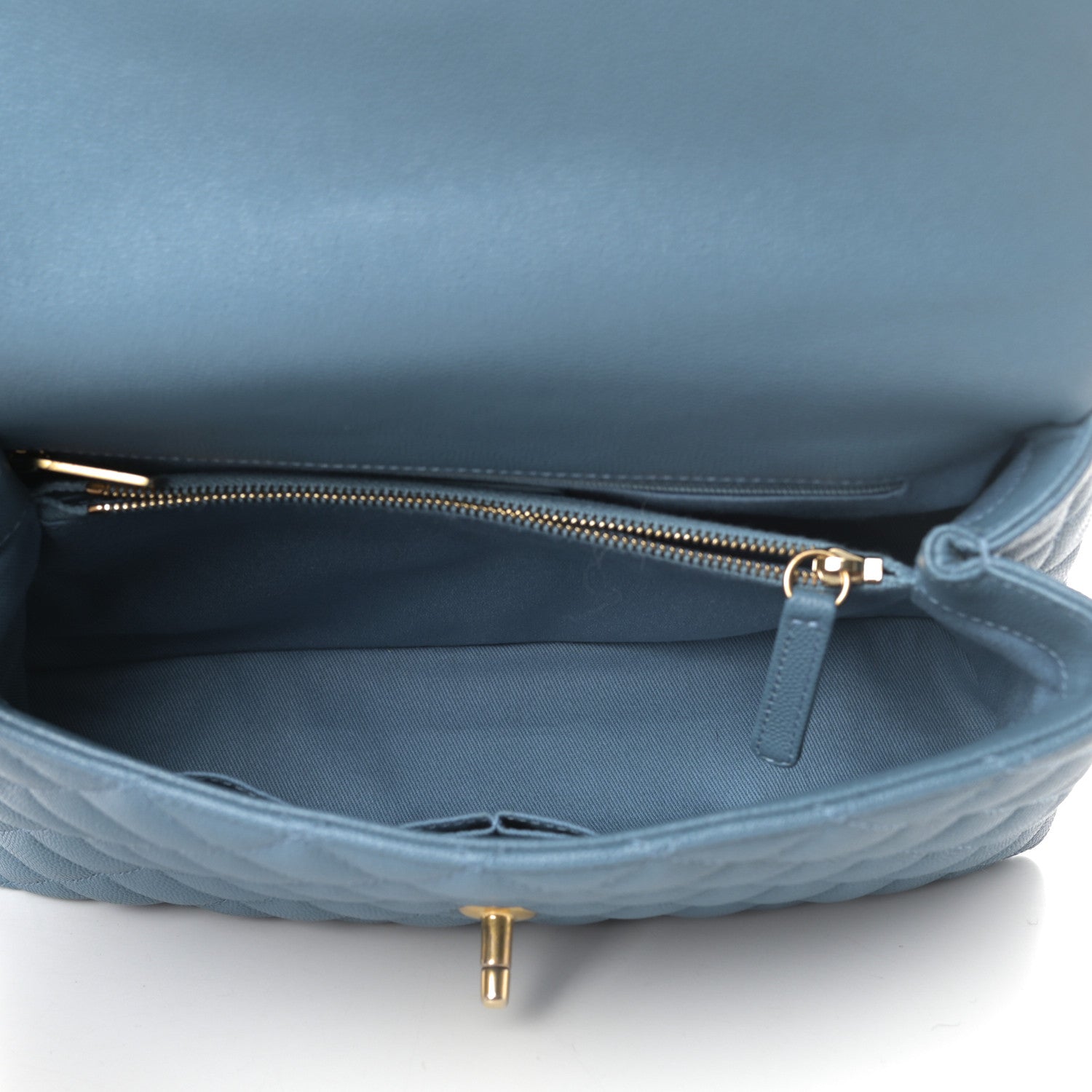 Chanel Caviar Quilted Small Coco Handle Flap Blue 5 of 11