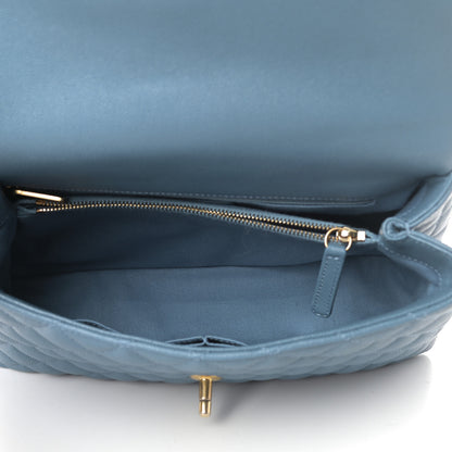 Chanel Caviar Quilted Small Coco Handle Flap Blue 5 of 11