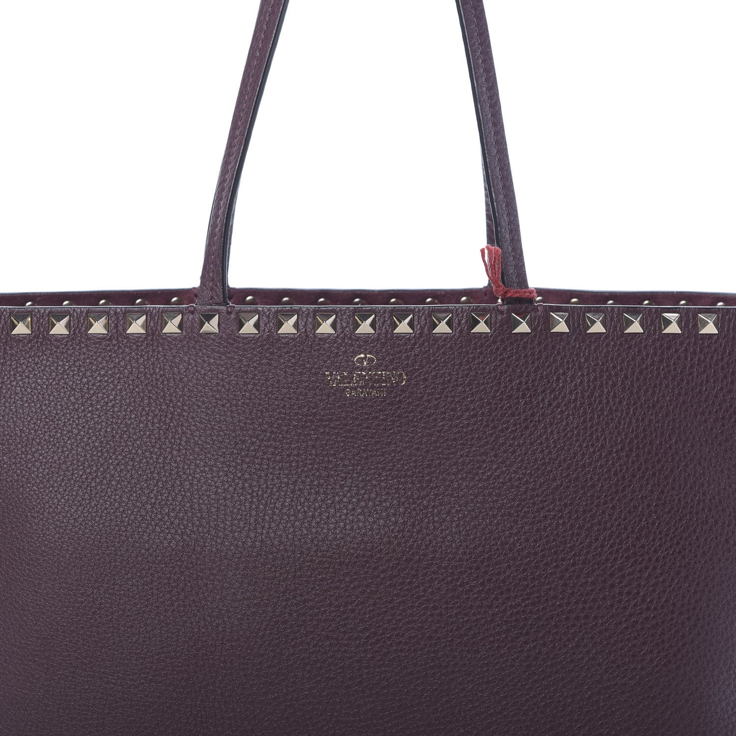 Grained Calfskin Small Rockstud Shoulder Tote Rubin