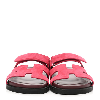 Hermes Suede Goatskin Womens Chypre Sandals 36 Rouge Marsala 2 of 9