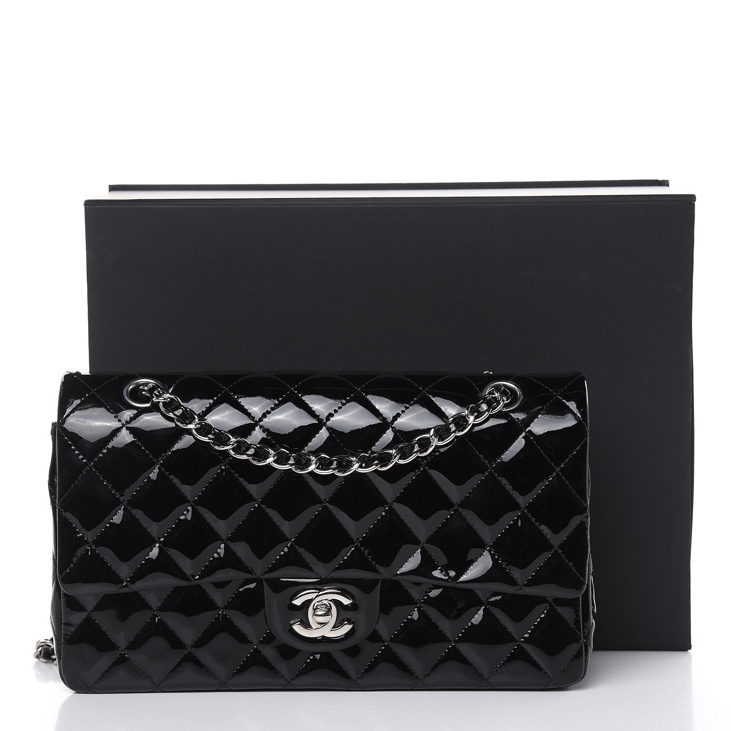 Chanel Patent Quilted Medium Double Flap Black 13 of 14
