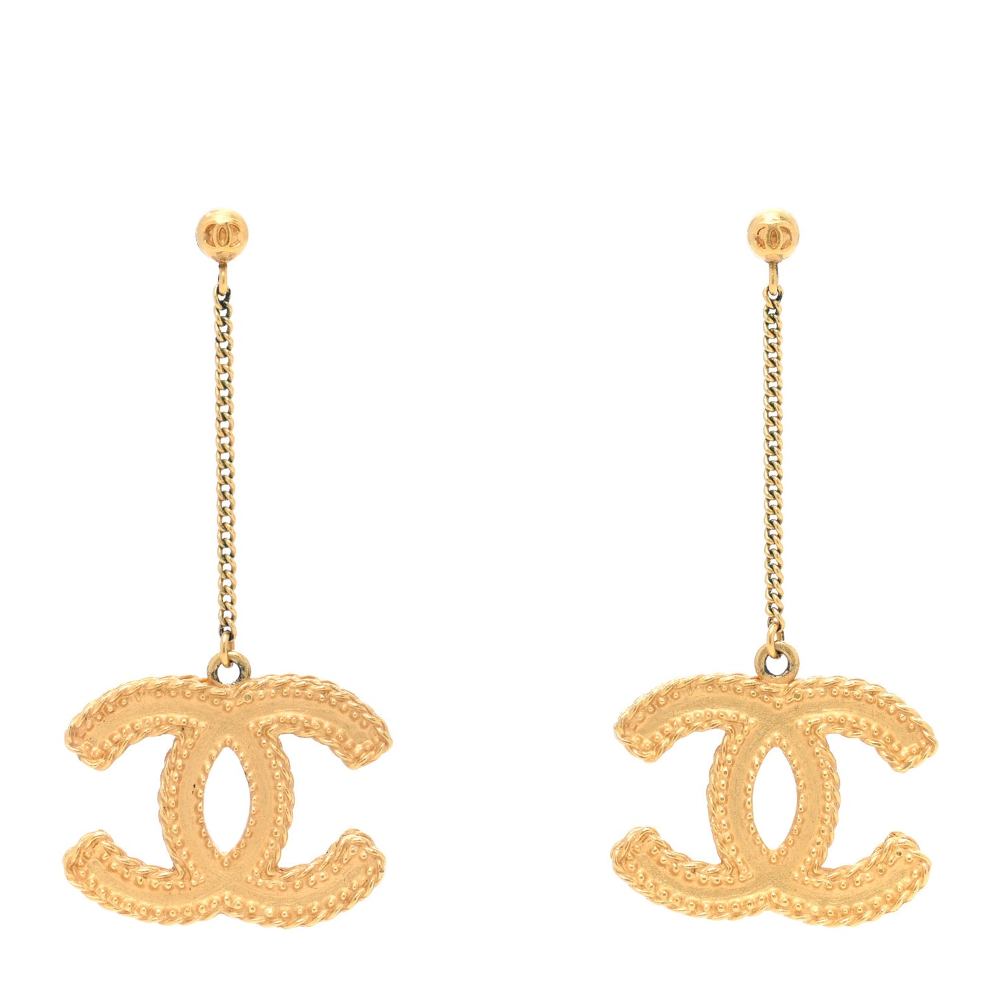 CC Drop Earrings Matte Gold