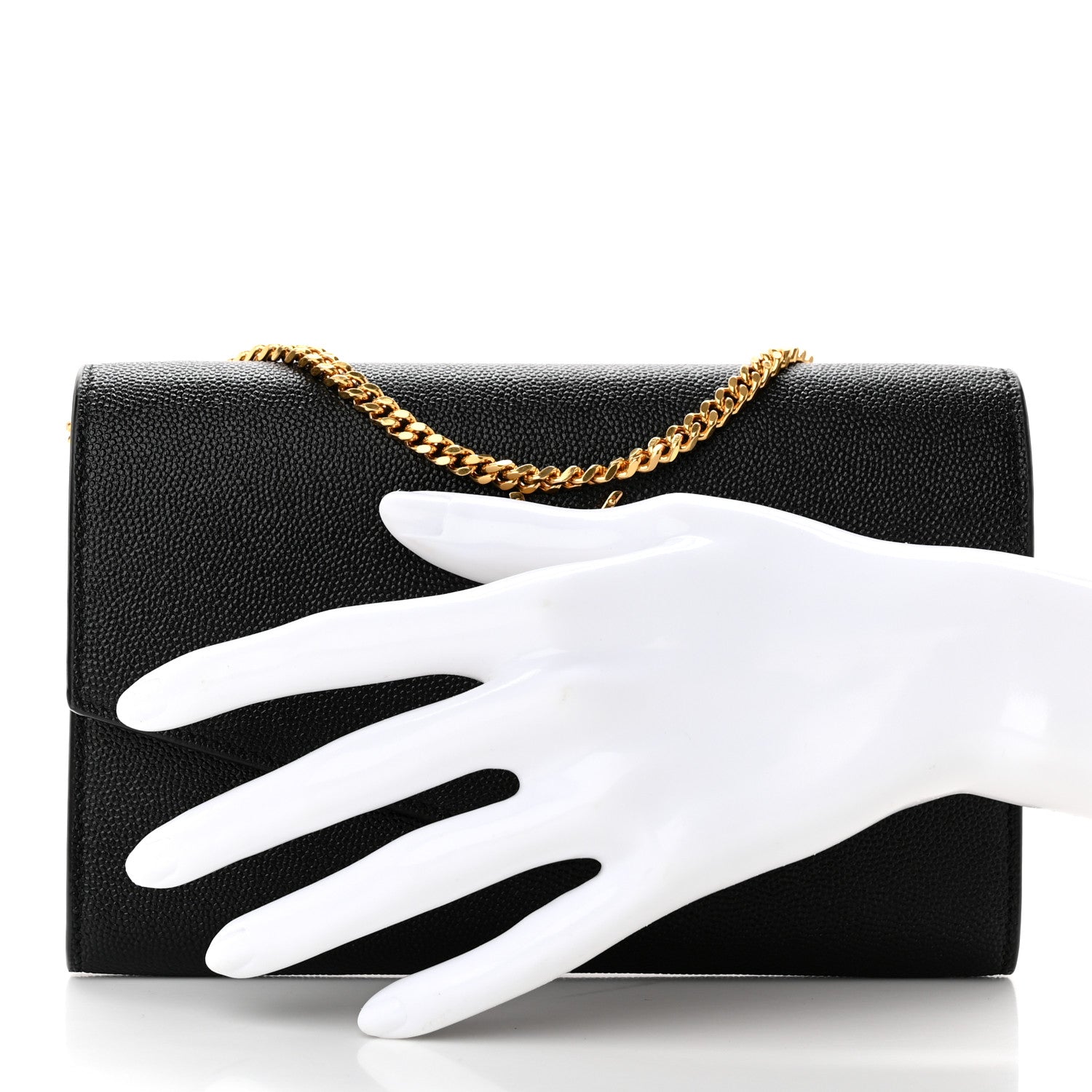 Saint Laurent Grain de Poudre Uptown Chain Wallet Black 3 of 11
