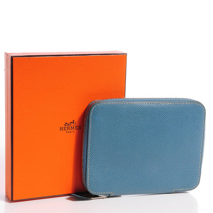 Hermes Epsom Globe Trotter Zip Agenda PM Cover Blue Jean 5 of 8