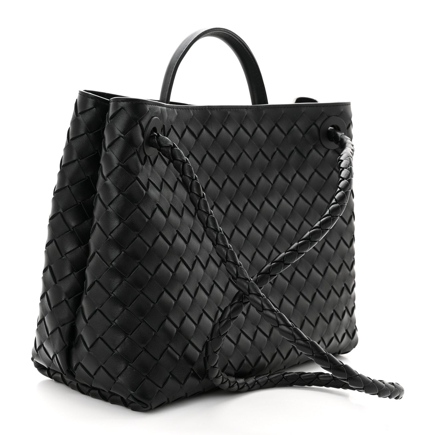 Nappa Intrecciato Medium Andiamo Shoulder Bag Black