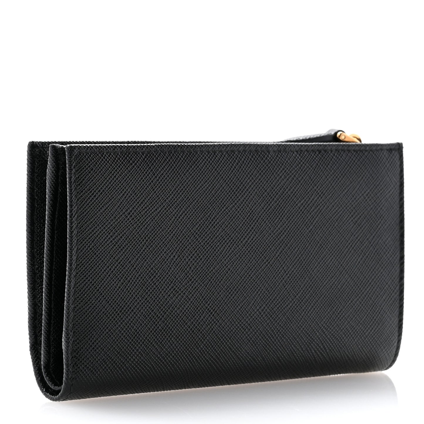 Saffiano Triangle Continental Zip Wallet Black