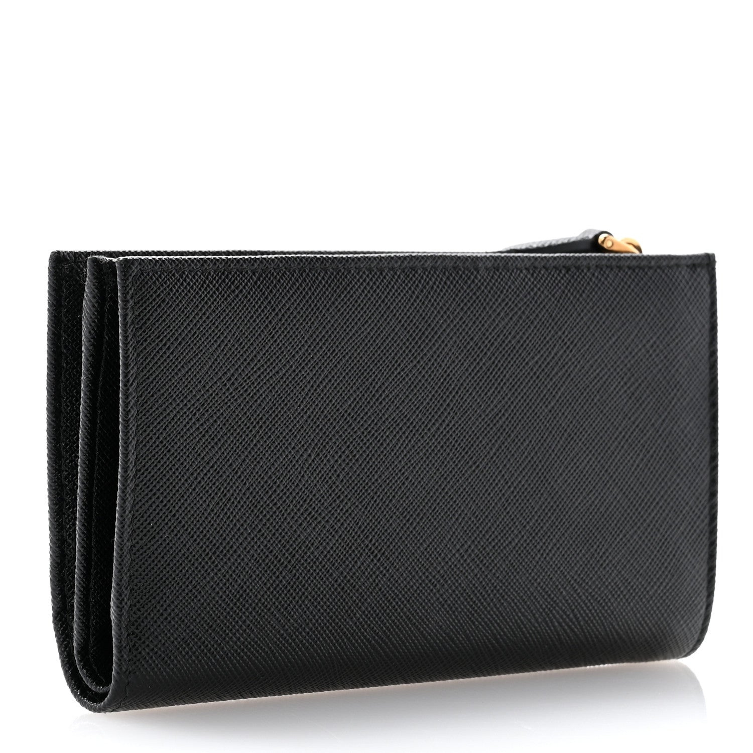 Prada Saffiano Triangle Continental Zip Wallet Black 3 of 7