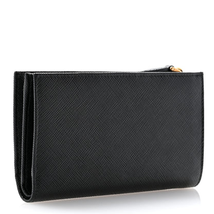 Prada Saffiano Triangle Continental Zip Wallet Black 3 of 7