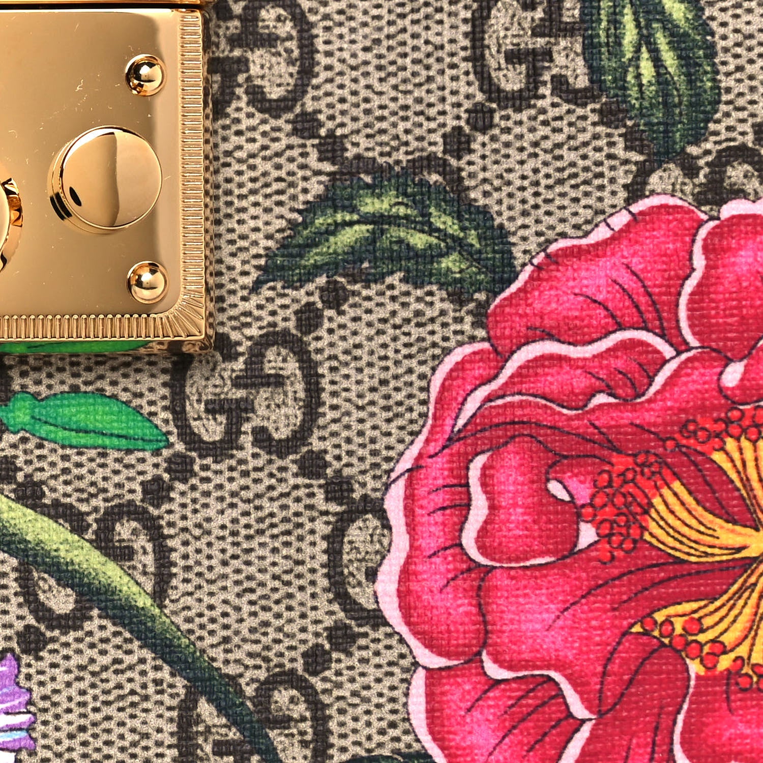 Gucci GG Supreme Monogram Flora Textured Calfskin Small Padlock Tote Beige Ebony Multicolor Mystic White 8 of 10