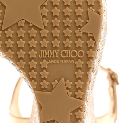 Jimmy Choo Metallic Raffia 120 Wedge Sandals 42 Gold 7 of 7